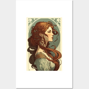 European Beauty with Red Hair - Art Nouveau Posters and Art